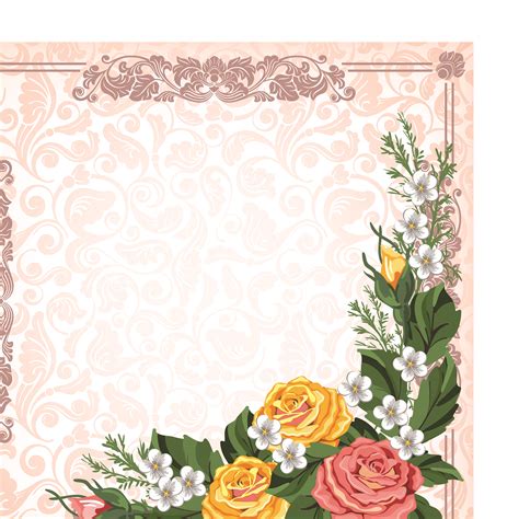 Bingkai Undangan Vector Hd Bingkai Lukisan Bunga Kartu Pernikahan