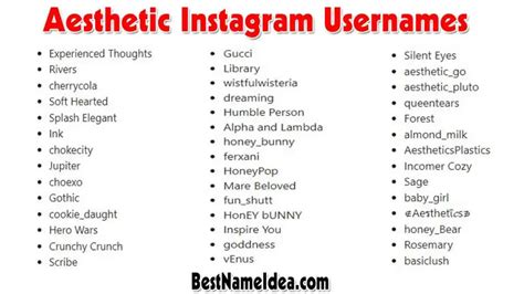 Cute Classy Aesthetic Names For Instagram