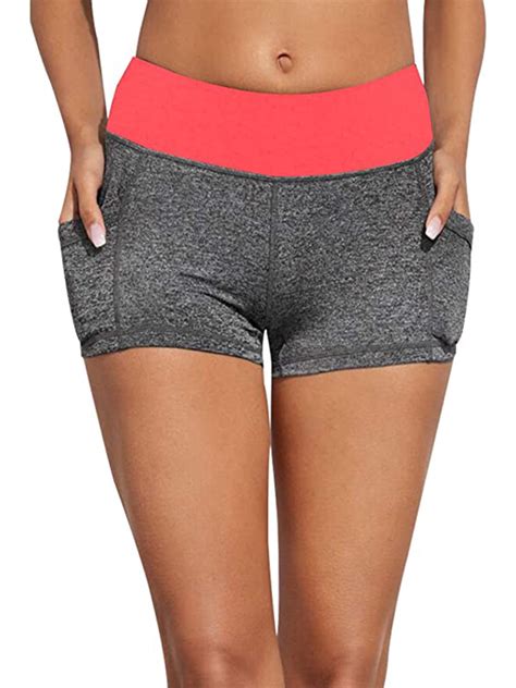 Women High Waist Workout Yoga Shorts With Tow Pockets Tummy Control