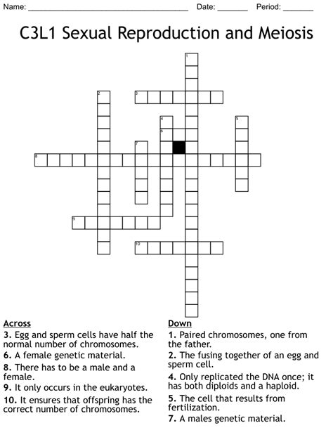C3l1 Sexual Reproduction And Meiosis Crossword Wordmint