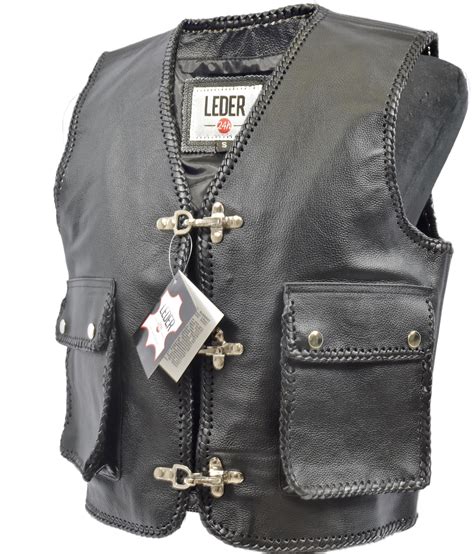 Leder H Lederweste Herren Motorrad Weste Biker Kutte