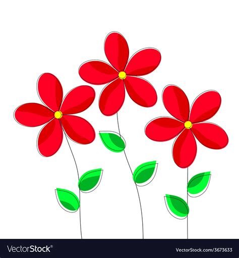 Cartoon Red Flowers On White Background Royalty Free Vector
