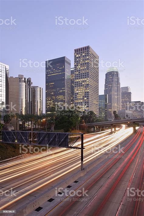 Downtown Los Angeles At Dusk Stock Photo Download Image Now City Of