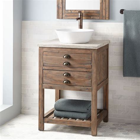 Unlike the design of the common oval vessel bathroom sink, this sink has its longer sides having different heights, adding a modern and. 24"+Benoist+Reclaimed+Wood+Vessel+Sink+Vanity+-+Gray+Wash ...