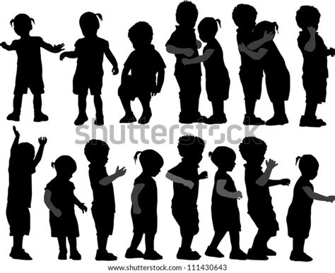 Group Childrens Silhouettes Stock Vector Royalty Free 111430643