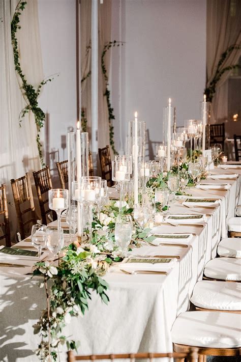 All White Tablescape With Draping Greenery At Uptown Nyc Wedding At 620