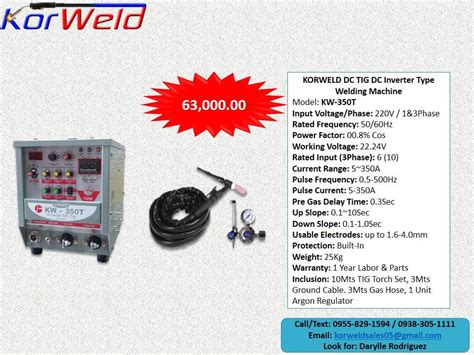 Korweld Dc Tig 350t Dc Inverter Type Welding Machine 220v Manila
