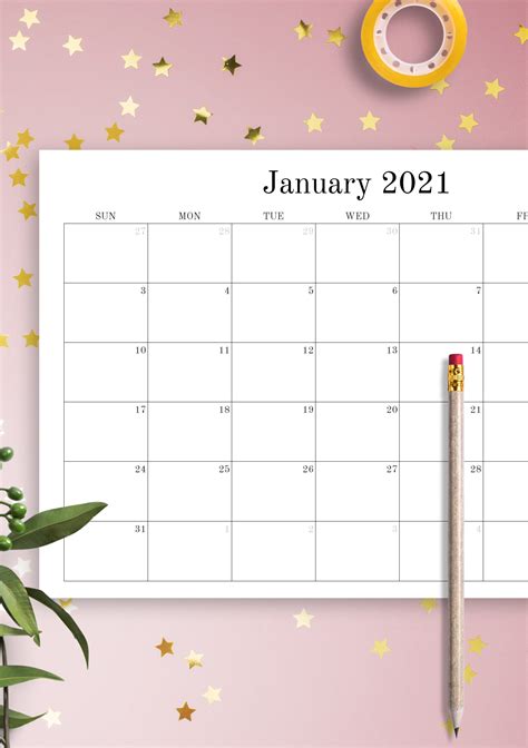 Blank Monthly Calendar To Print Free Printable Large Grid Calendar