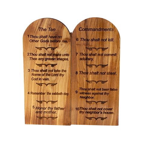 The Ten Commandments Olive Wood Engraved Wooden Plaque Home Etsy