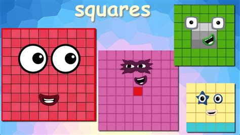 Numberblocks Squares 4 9 16 25 36 49 64 81 100 Learn To Count