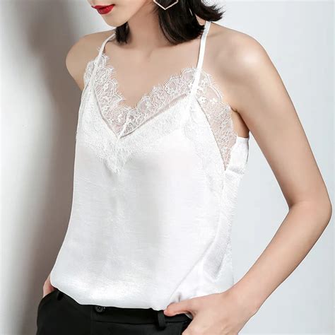 Luo Sha Lace Top Camis Sexy Lace Tank Top Women Camisole Ladies Solid Color V Neck Sleeveless