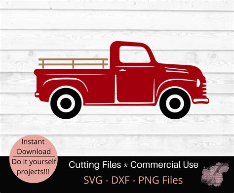 Vintage Red Farm Truck Svg Red Truck Svg Truck With Fence Etsy