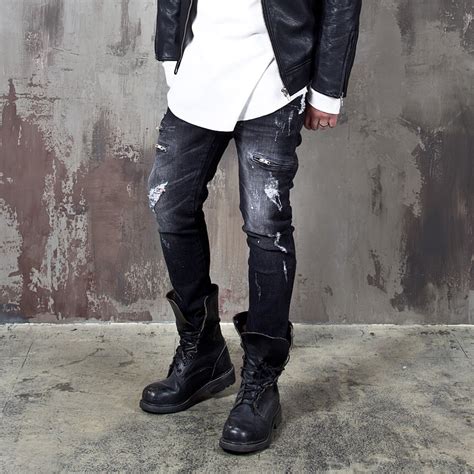 Bottoms ★sold Out★ Distressed Paint Washed Black Jeans 314 For Only