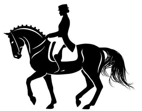 Detailed Silhouette Of A Dressage Horse Performing Piaffe Posters By