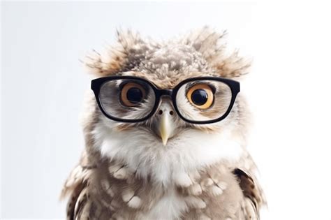 Premium Photo A Close Up Of A Owl Wearing Glasses