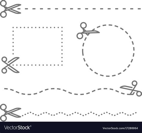 Different Scissors With Cut Lines Template Vector Image