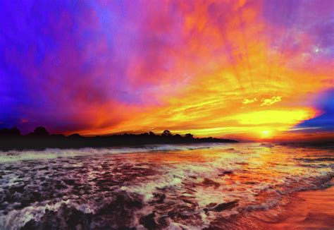 Orange Red Sunset Dark Sea Vibrant Reflection Photograph By Eszra