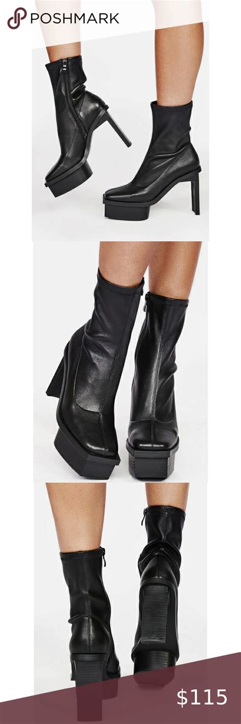 Dolls Kill Darker Wavs Leather Blade Heel Ankle Boots