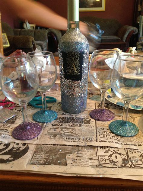 Maybe you would like to learn more about one of these? DIY 21st Birthday gift. Glitter wine bottle and glasses! # ...