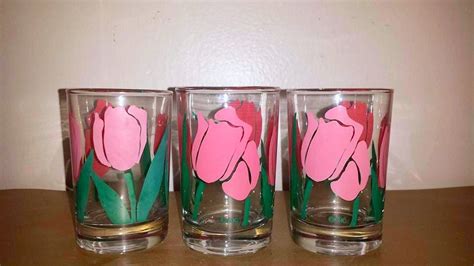 Anchor Hocking Pink Tulips Juice Glass Set Of 3 Pink Tulips Water