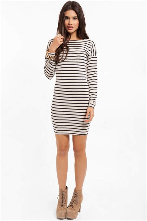 Tobi Pacific Striped Dress In Beige Ivory And Navy Lyst