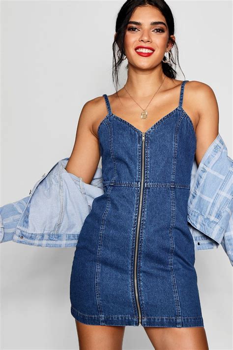 Zip Front Strappy Denim Dress Denim Dress Perfect Jeans Fit Fashion Hacks Clothes