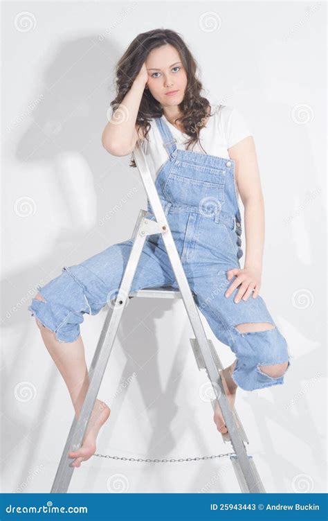 Woman On The Ladder Stock Photos Image