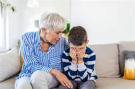 Premium Photo Loving Understanding Old Grandma Embracing Little