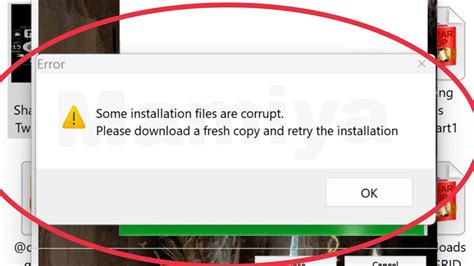 pc fix some installation files are corrupt please download a fresh copy and retry the