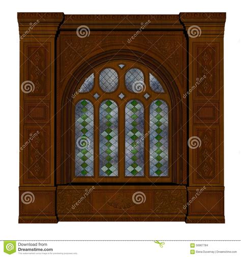 Castle Window Isolated Cartoon Stone Placing Vector Illustration