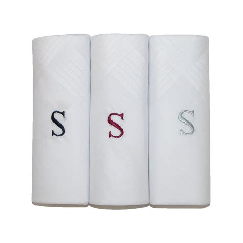 Ctm Mens Cotton Monogrammed Handkerchiefs Pack Of 3 Monogrammed