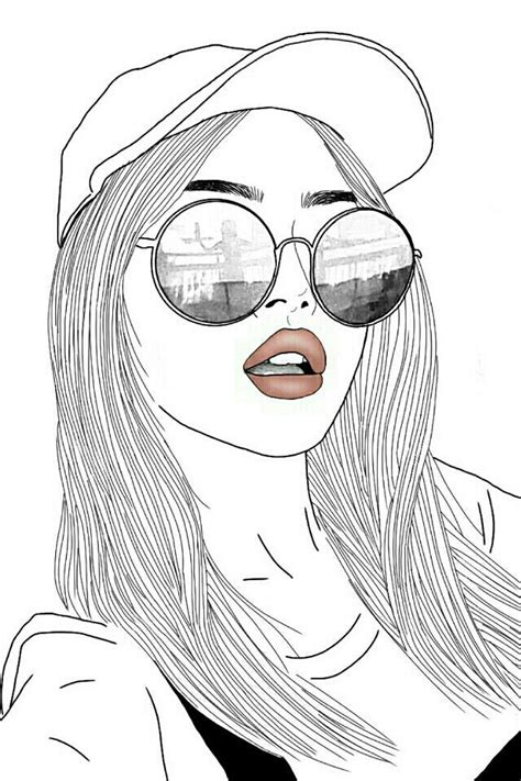 Girl Swag Tumblr Outline Drawings Tumblr Girl Drawing Hipster