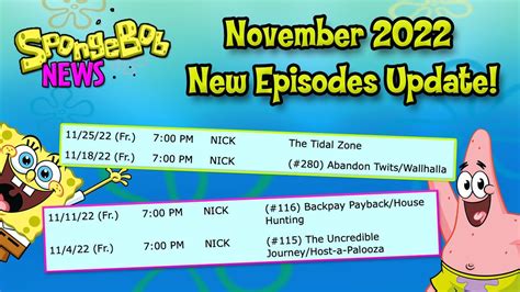 New SpongeBob Episodes Premiering In November 2022 SpongeBob News