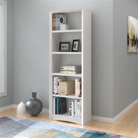 Corliving Quadra 71 In Tall White Faux Woodgrain Bookcase Lsa 819 S