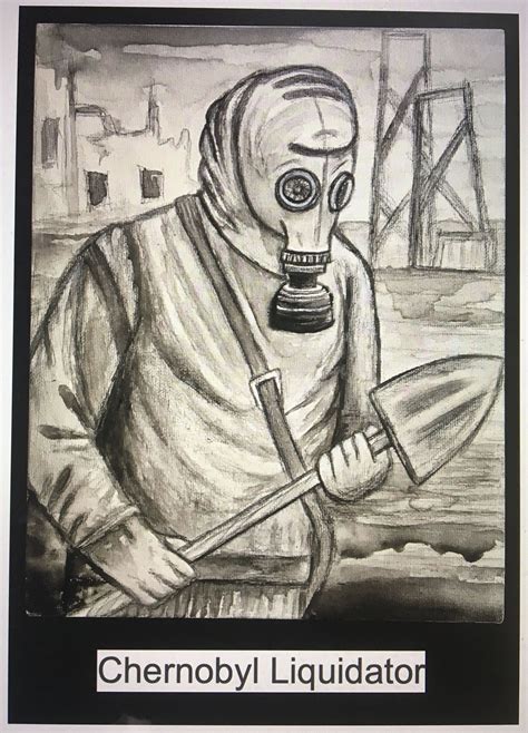 The nature of the tragedy was unknown for days until the radioactive… Painting of Chernobyl Liquidator on canvas board ...