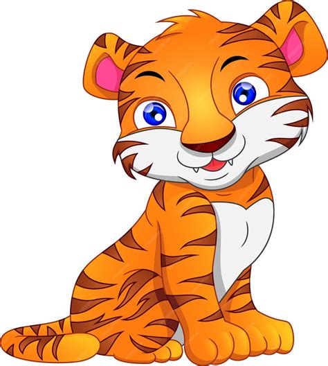 Premium Vector Cute Baby Tiger Cartoon On A White