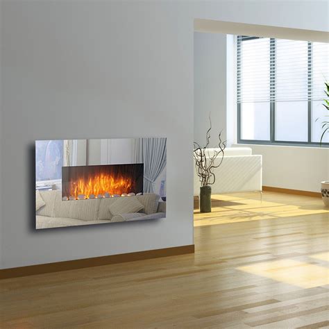Electric Mirror Glass Fire Fireplace Wall Mounted Designer Large Flicker Flame 5055915065113 Ebay