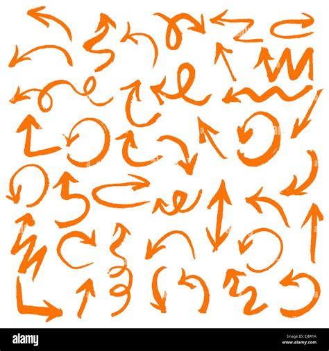 Orange Hand Drawn Arrows Set Stock Photo Alamy