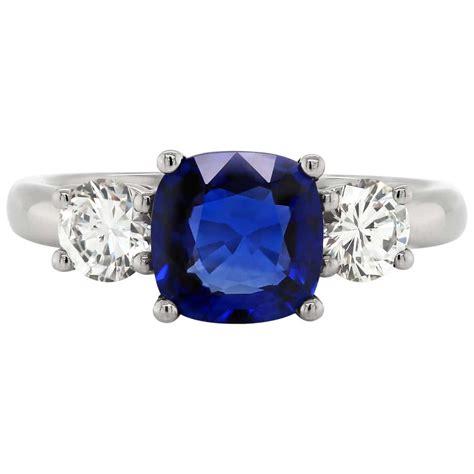 Tiffany And Co 122 Carat Sapphire Diamond Three Stone Platinum