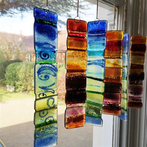 Blues And Greens Fused Glass Suncatchers • Glass House Studio