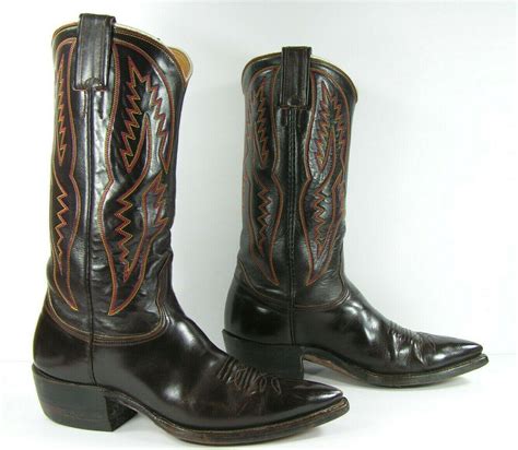 Vintage Nocona Cowboy Boots Mens 75 D Brown Leather Western Womens 9