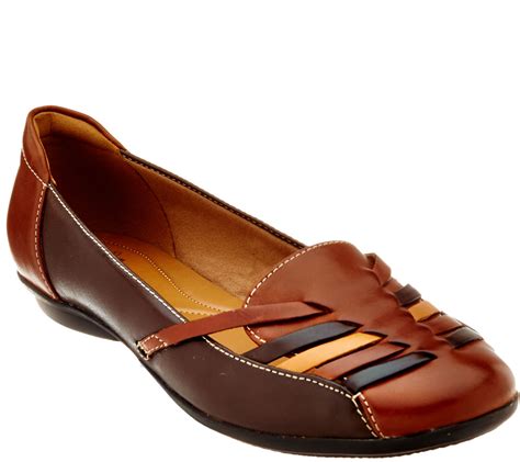 As Is Clarks Leather Flats With Woven Detail Gracelin Gemma —