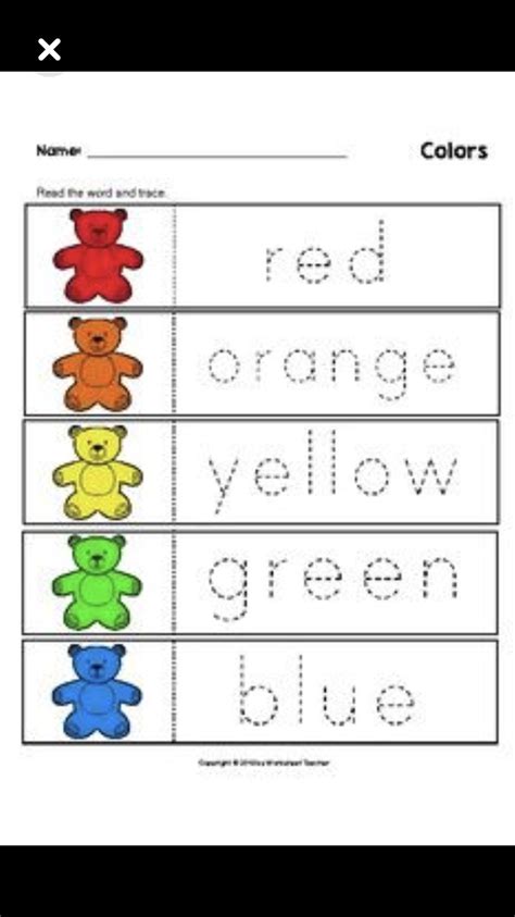 Tracing Color Names Worksheets