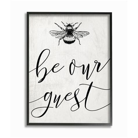 Gracie Oaks Be Our Guest Bumble Bee Script Graphic Art Print