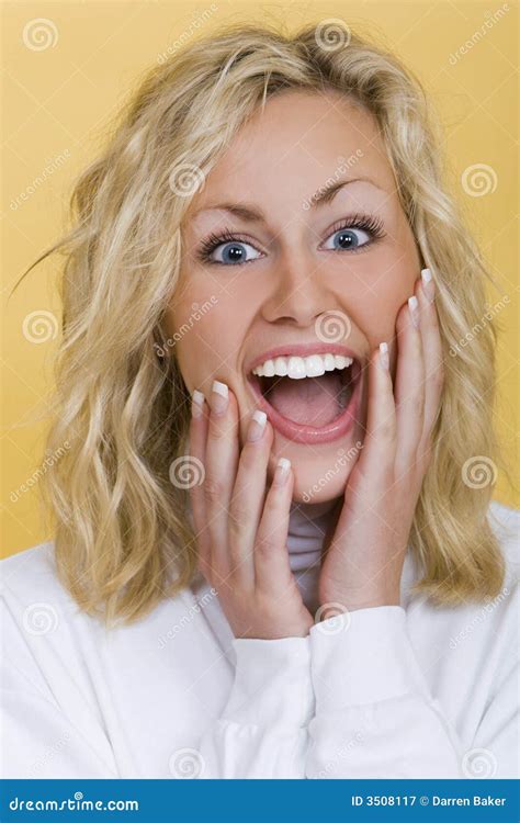 Happy Surprise Stock Image Image Of Open Blond Female 3508117