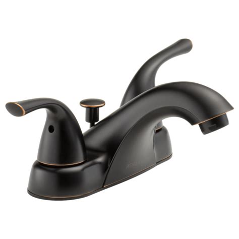 Shop our selection of bath faucets, available in a variety of styles and finishes to complement your décor! P299638LF-OB - Two Handle Centerset Bathroom Faucet