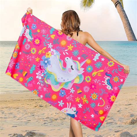 microfiber unicorn beach towel sand free floral beach towels oversized absorbent pink fantasy