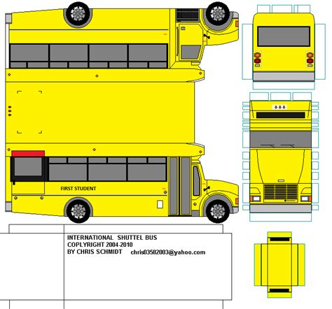 Sp Papel Modelismo Papercraft International Shuttle Bus School Bus