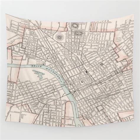 Vintage Map Of Nashville Tennessee 1901 Wall Tapestry By Bravuramedia