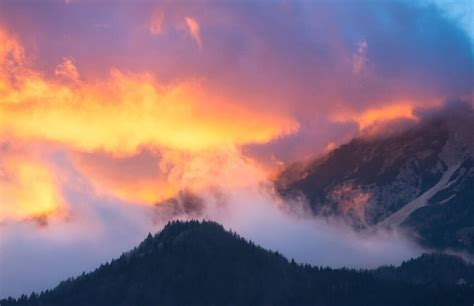 Free Picture Sky Clouds Fog Mountain Peaks Mist Nature